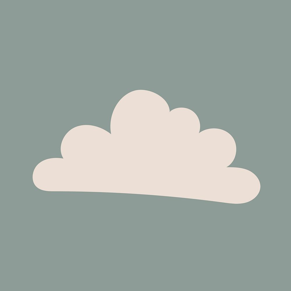 Cloud nature sticker, doodle illustration in earthy design psd