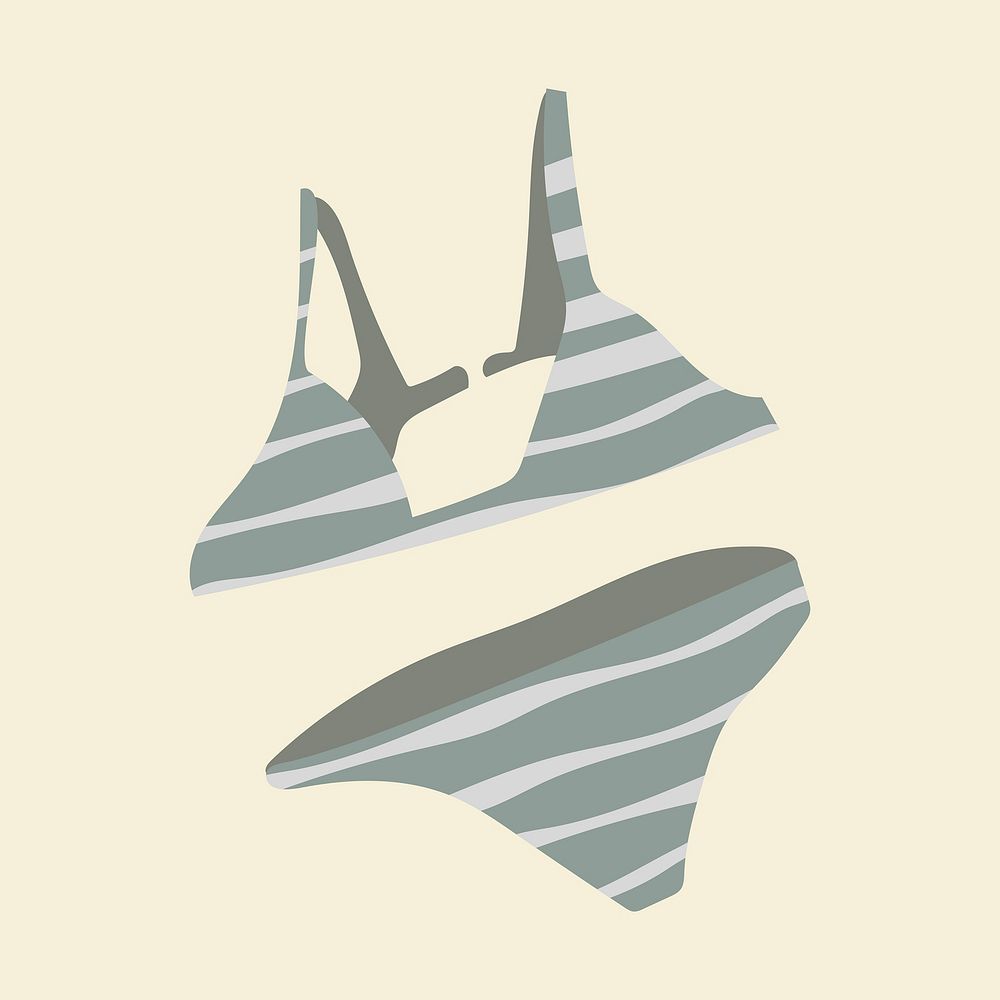 Bikini sticker, cute fashion doodle in earth tone design vector