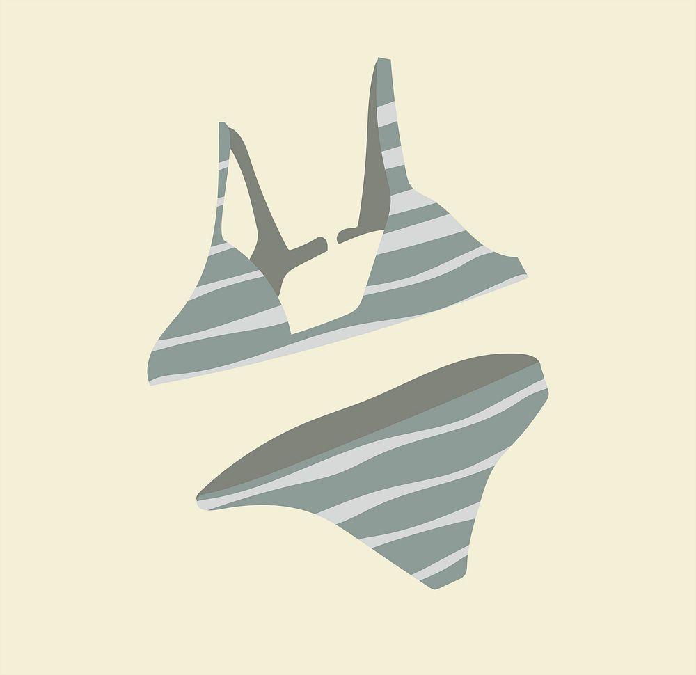 Bikini sticker, cute fashion doodle in earth tone design psd