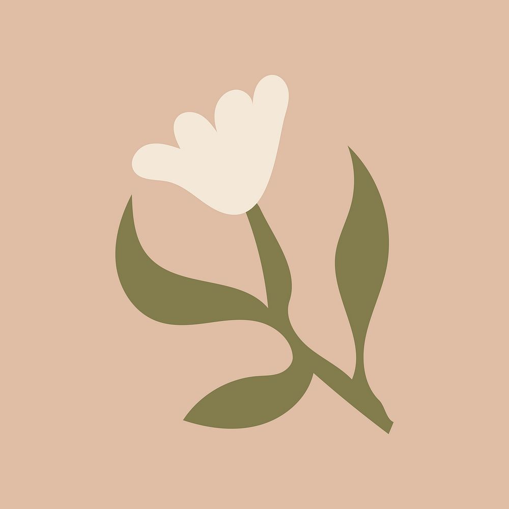 Cute flower sticker, feminine illustration in earth tone vector