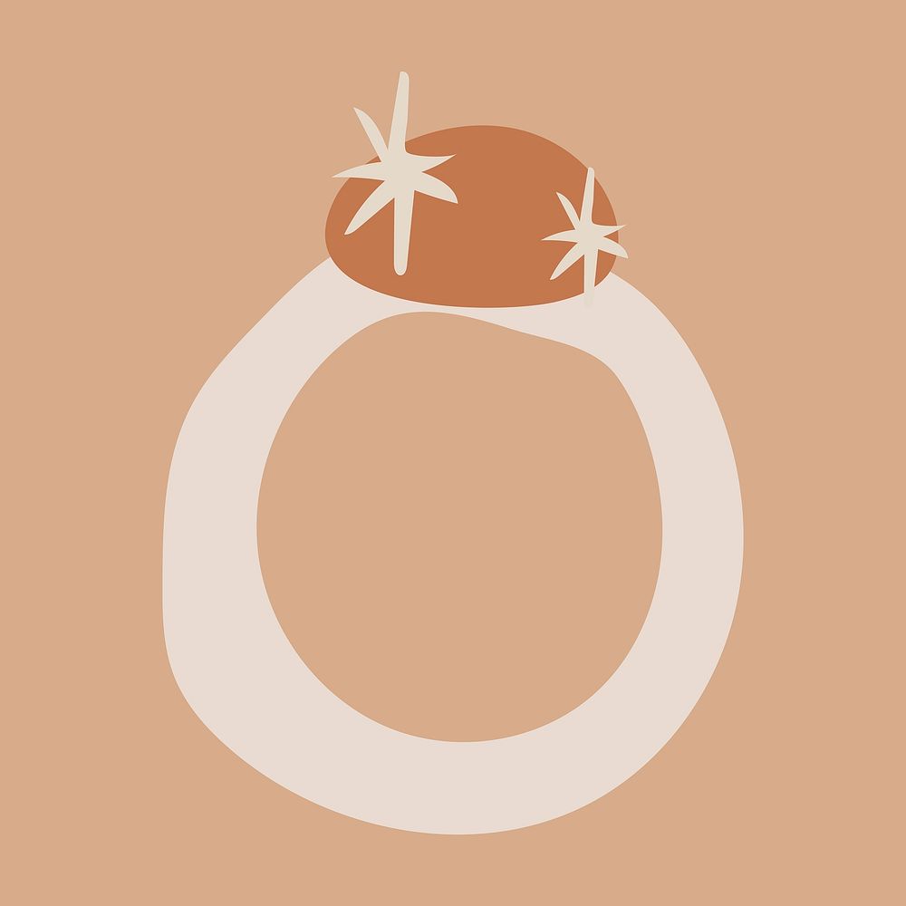 Ring jewelry element, cute fashion doodle in earth tone design