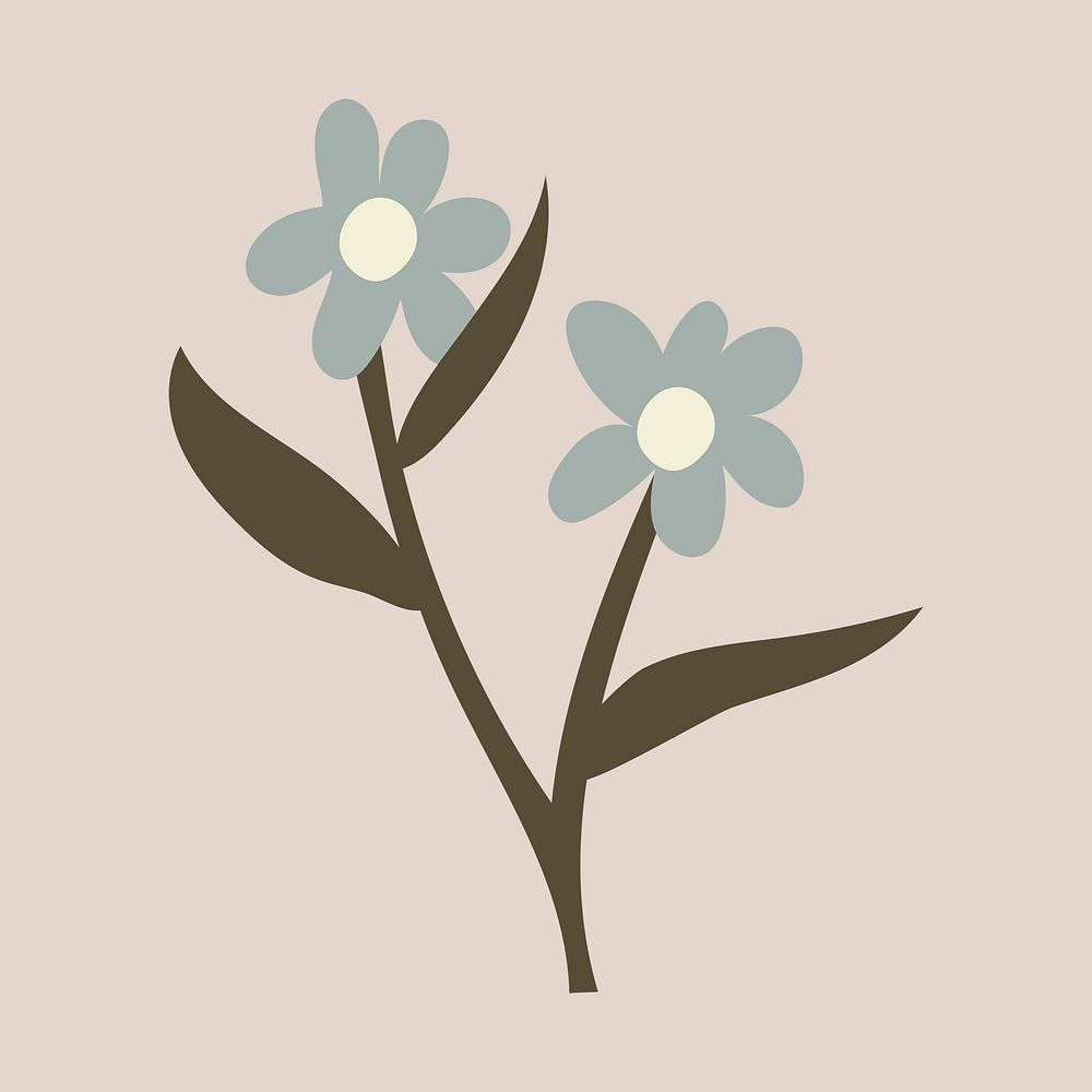 Flower nature sticker, doodle illustration in earthy design psd