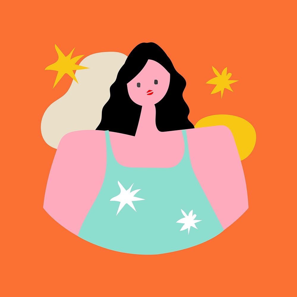 Woman character collage element, retro feminine illustration in colorful design