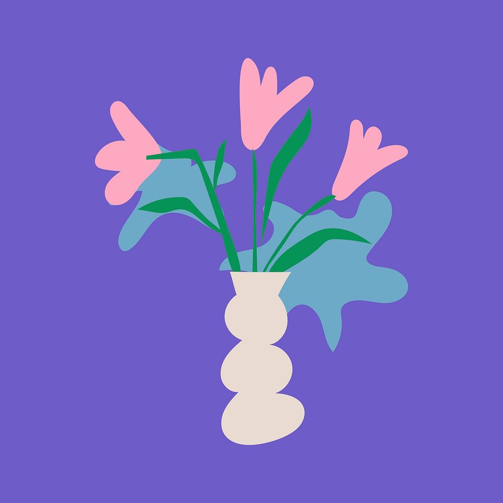 Flower sticker, colorful feminine illustration in retro design vector