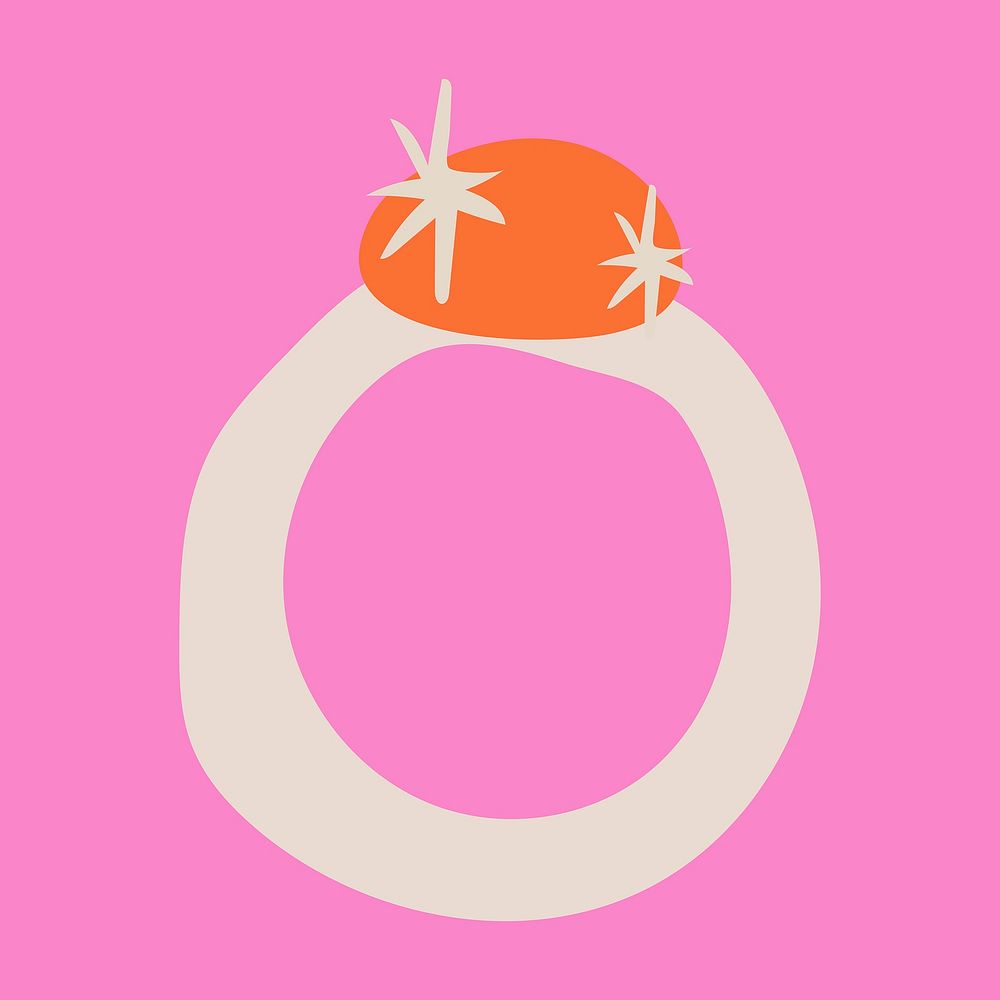 Ring jewelry sticker, feminine fashion doodle in retro design vector