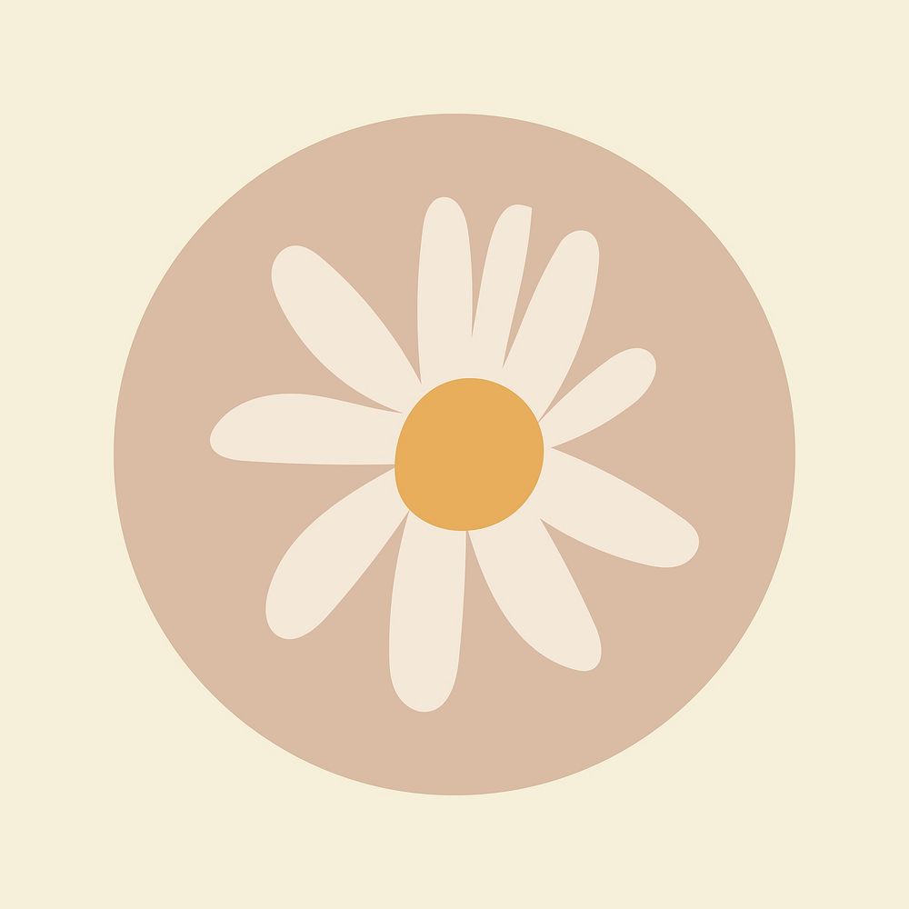 Nature Instagram highlight icon, flower doodle in earth tone design