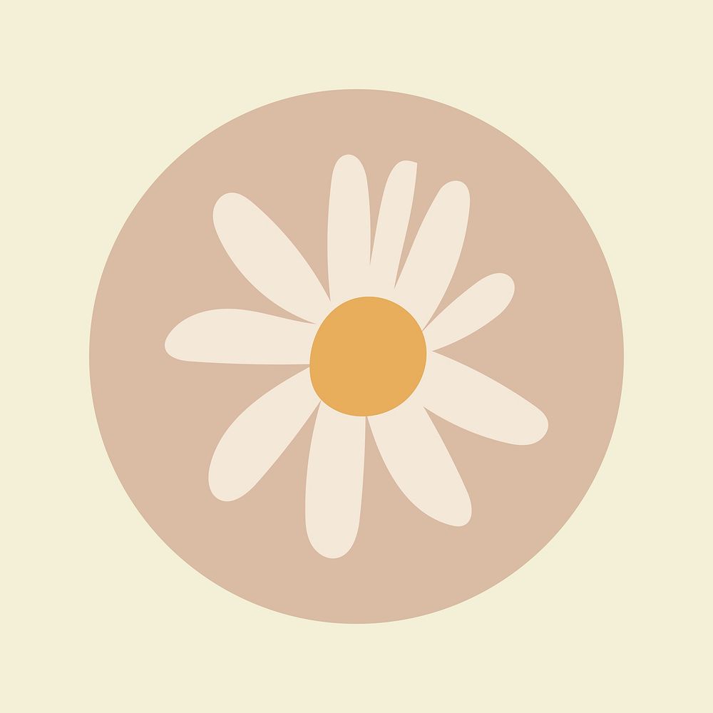 Nature Instagram highlight icon, flower doodle in earth tone design psd