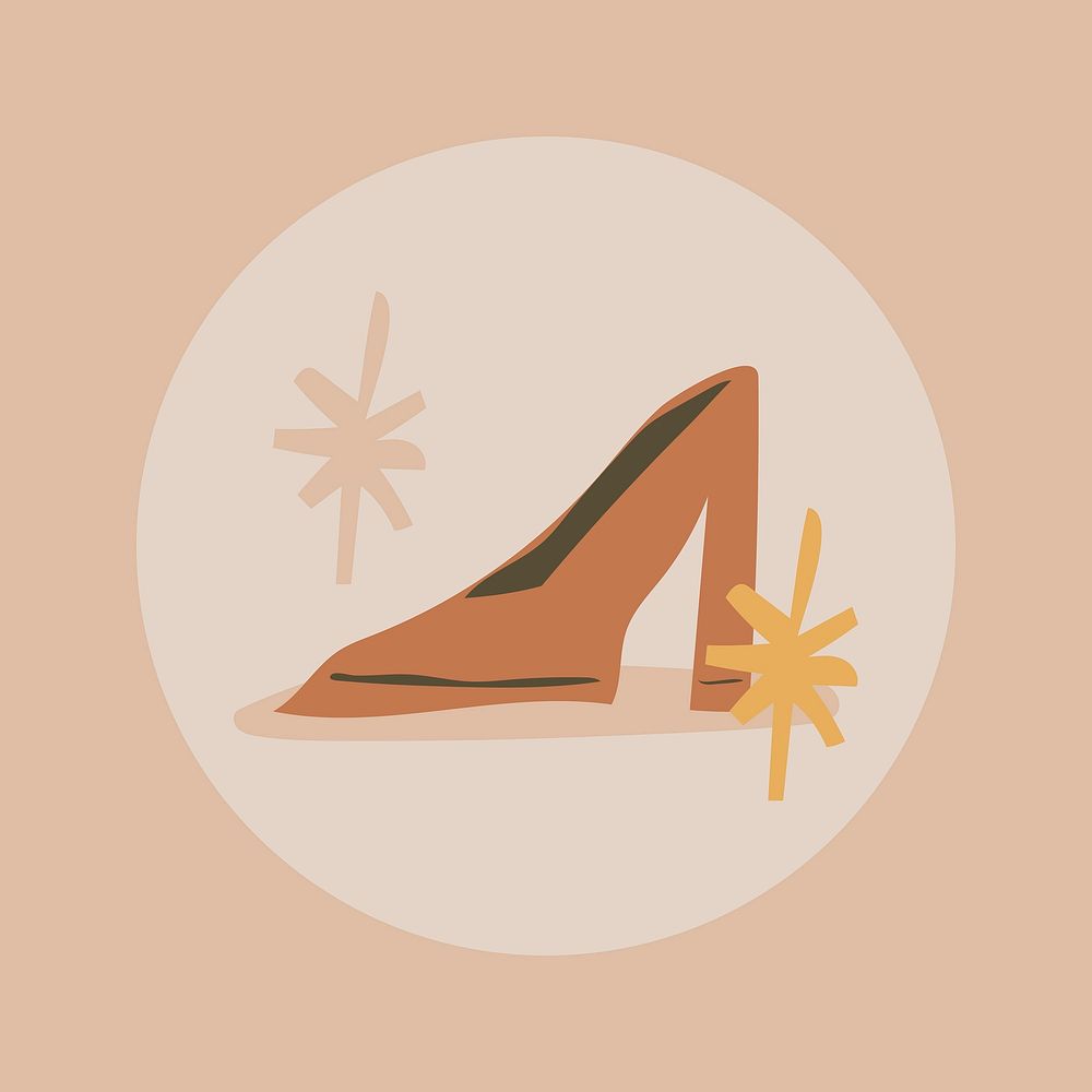 Fashion Instagram highlight icon, high heels doodle in earth tone design vector
