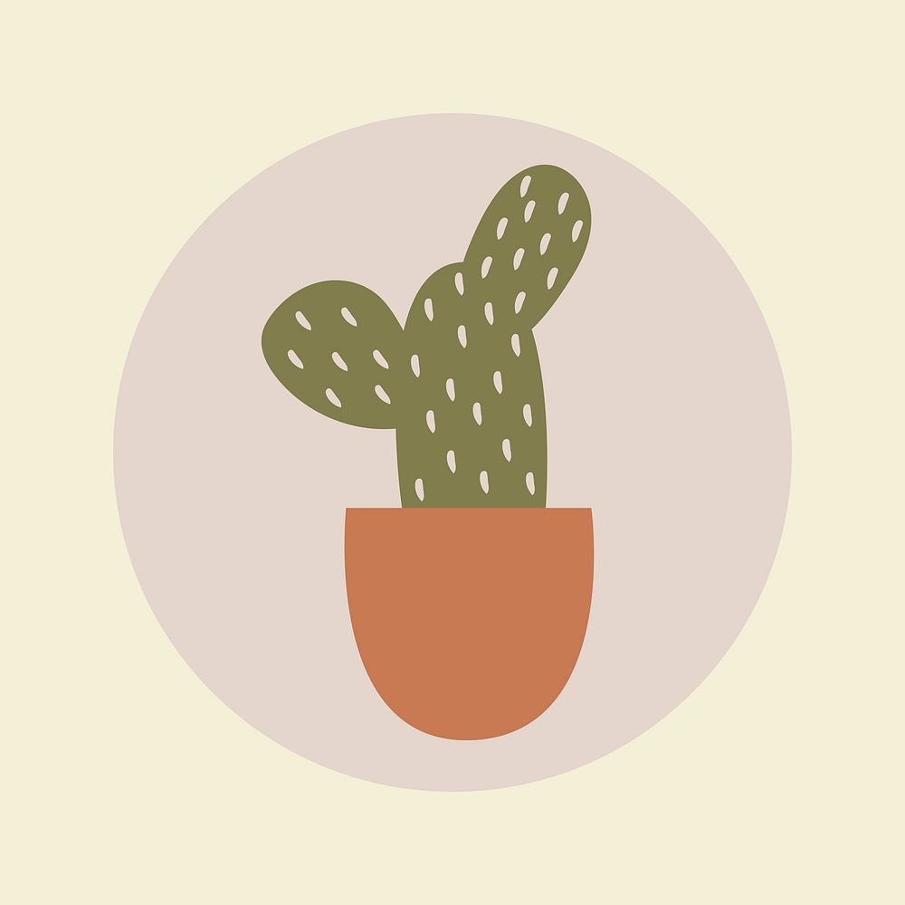 Hobby Instagram highlight icon, cactus doodle in earth tone design psd