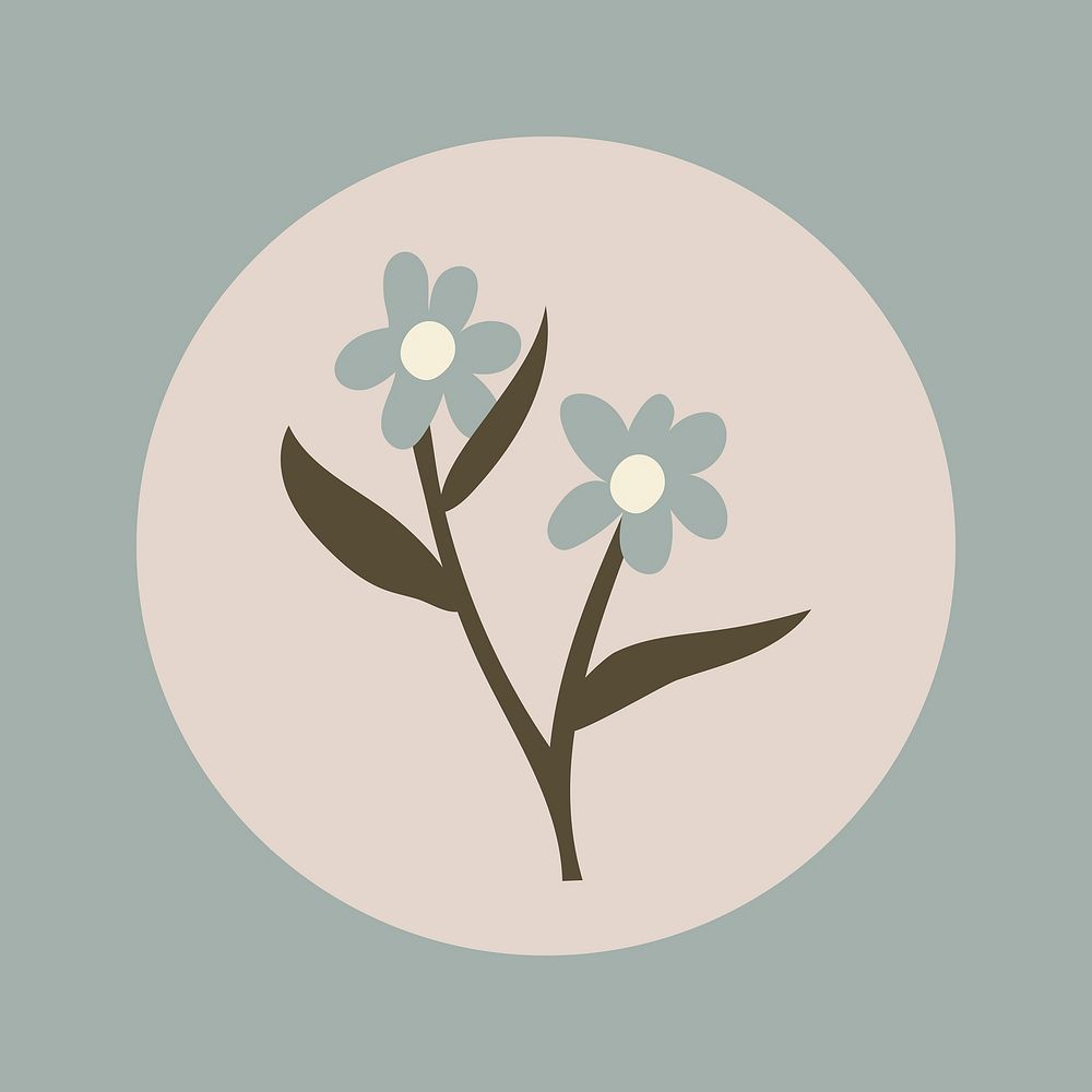 Aesthetic Instagram highlight cover, flower doodle in earth tone design vector
