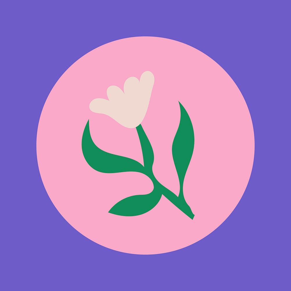 Pink Instagram highlight icon, flower doodle in retro design