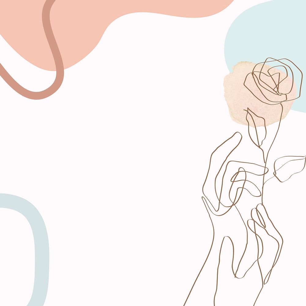 Hand & rose line art abstract illustration