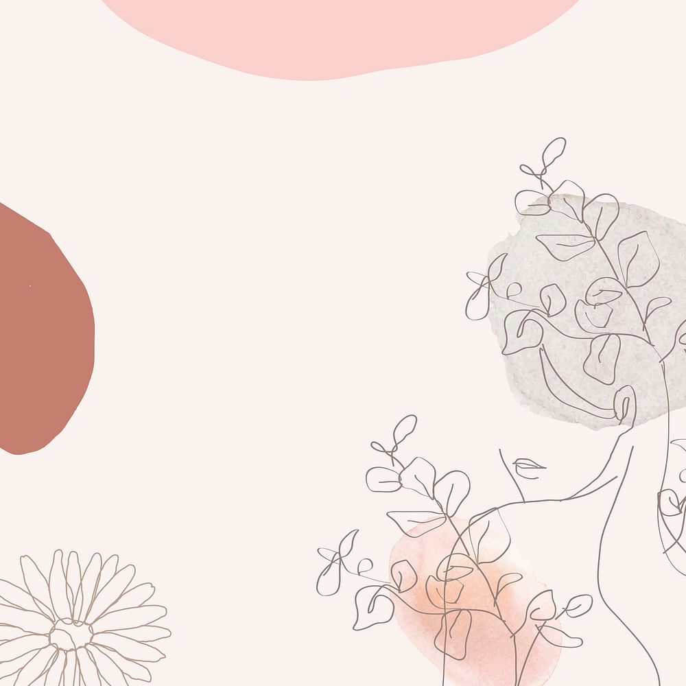 Flower Memphis line art abstract background vector,  feminine aesthetics