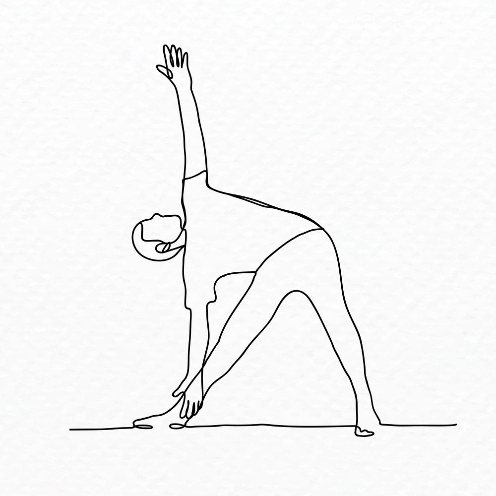 Man exercising illustration, black line art drawing background