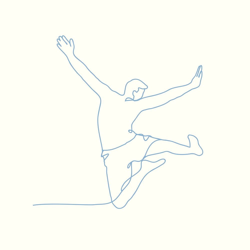 Jumping man sticker, hand drawn person illustration, travel element graphic vector