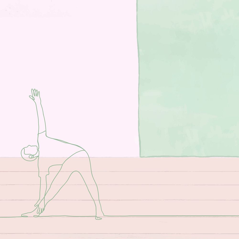Man exercising background, minimal pastel line art, simple graphic illustration vector