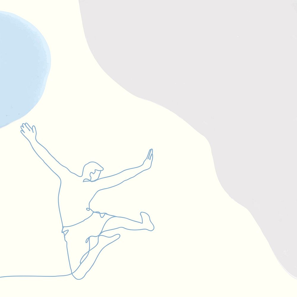 Man jumping background, minimal line art, simple graphic illustration vector