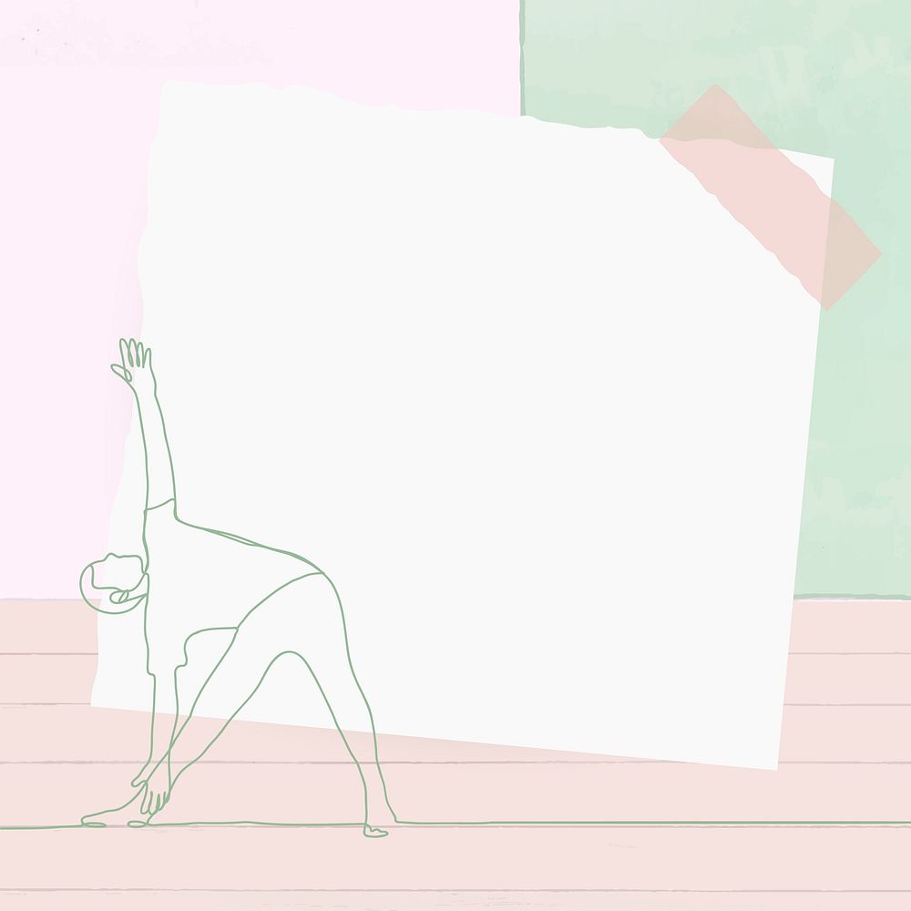 Cute paper note frame background, line art illustration, minimal pastel design