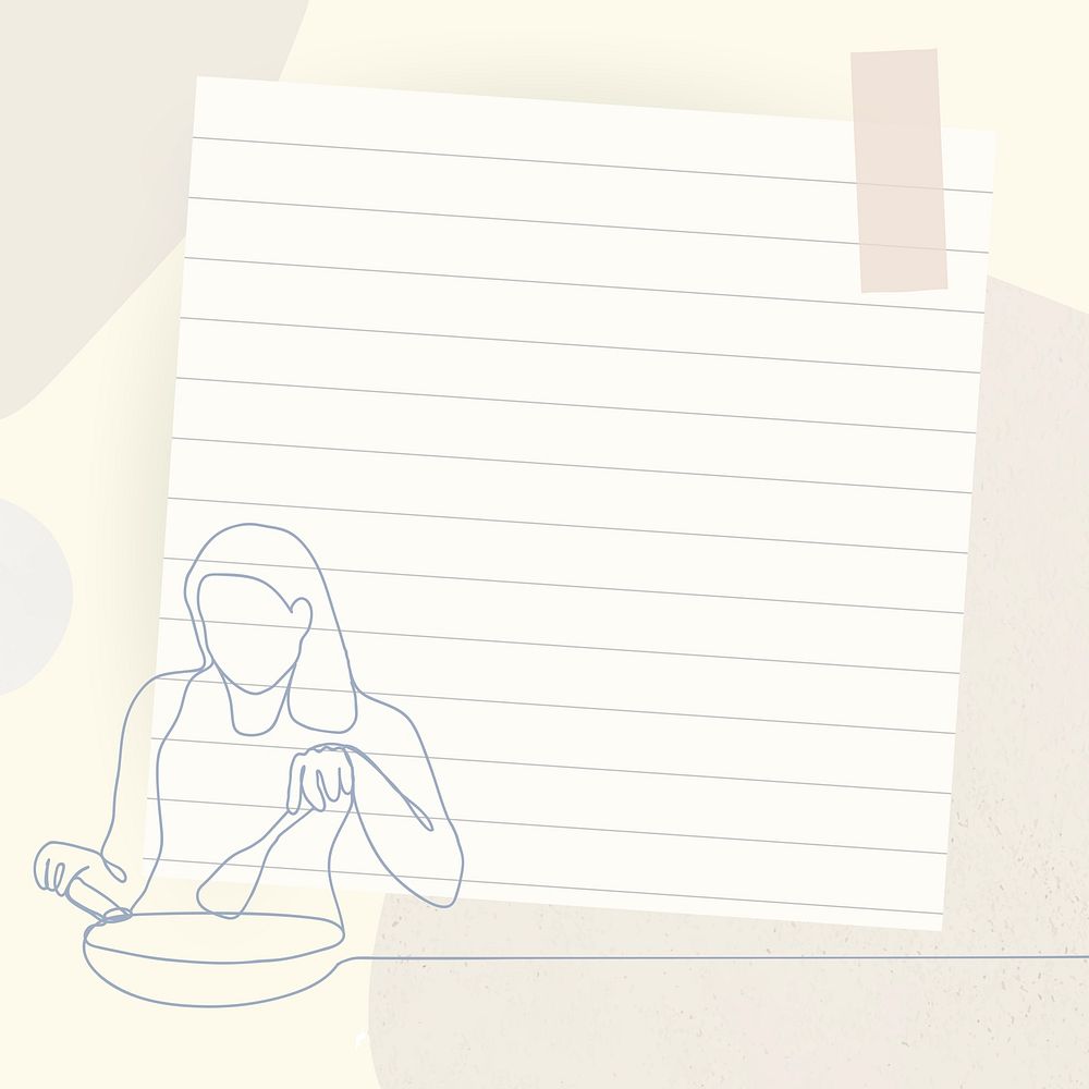 Cute paper note frame background, line art illustration, minimal pastel design