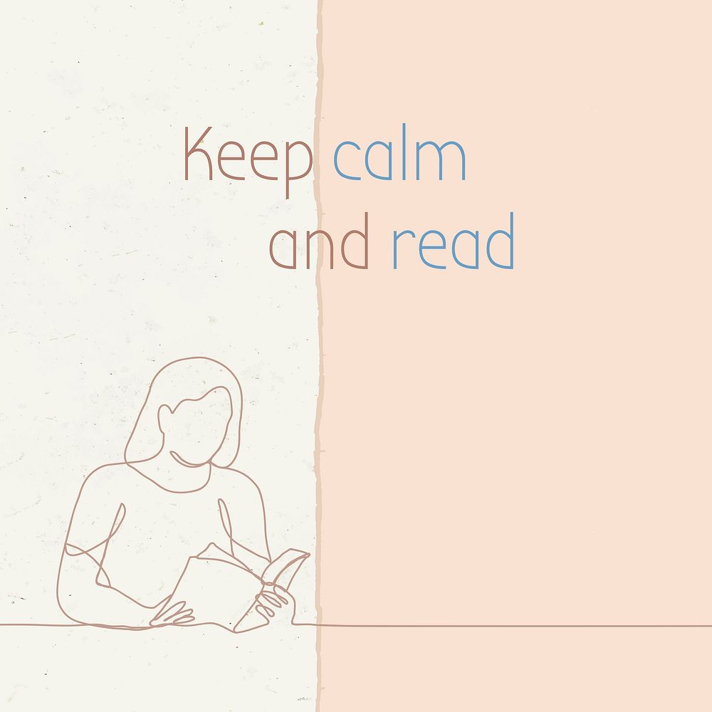 Simple life quote template, keep calm and read, lifestyle drawing illustration vector