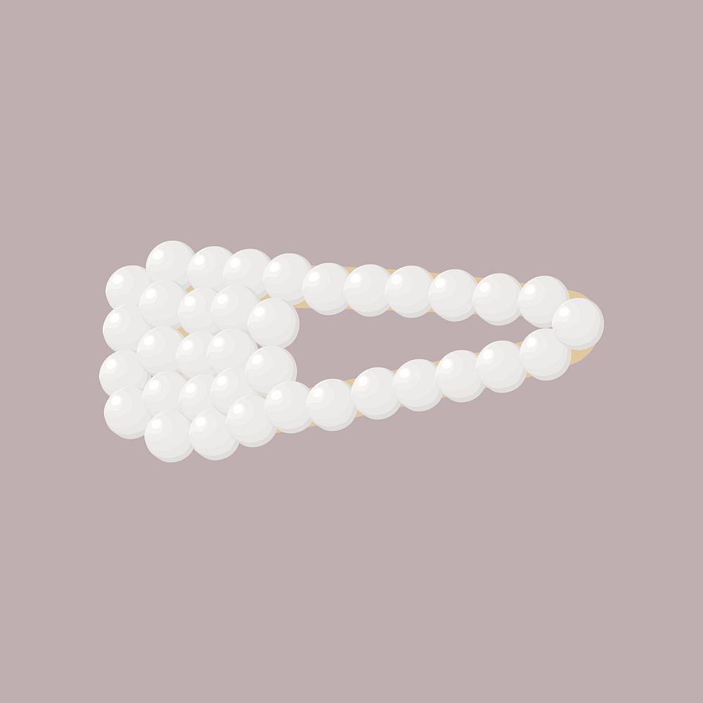 Pearl hair clip sticker, women&rsquo;s accessory illustration vector