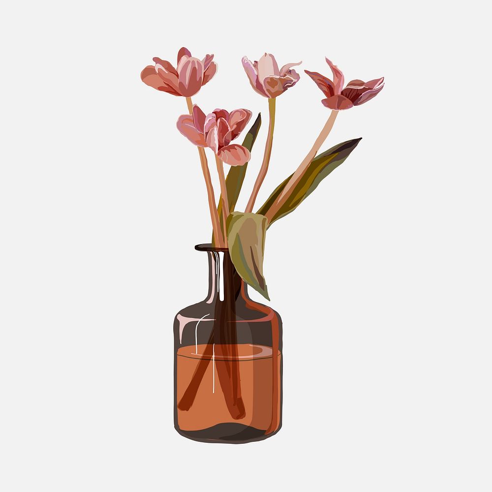 Tulip flower clipart, aesthetic feminine illustration