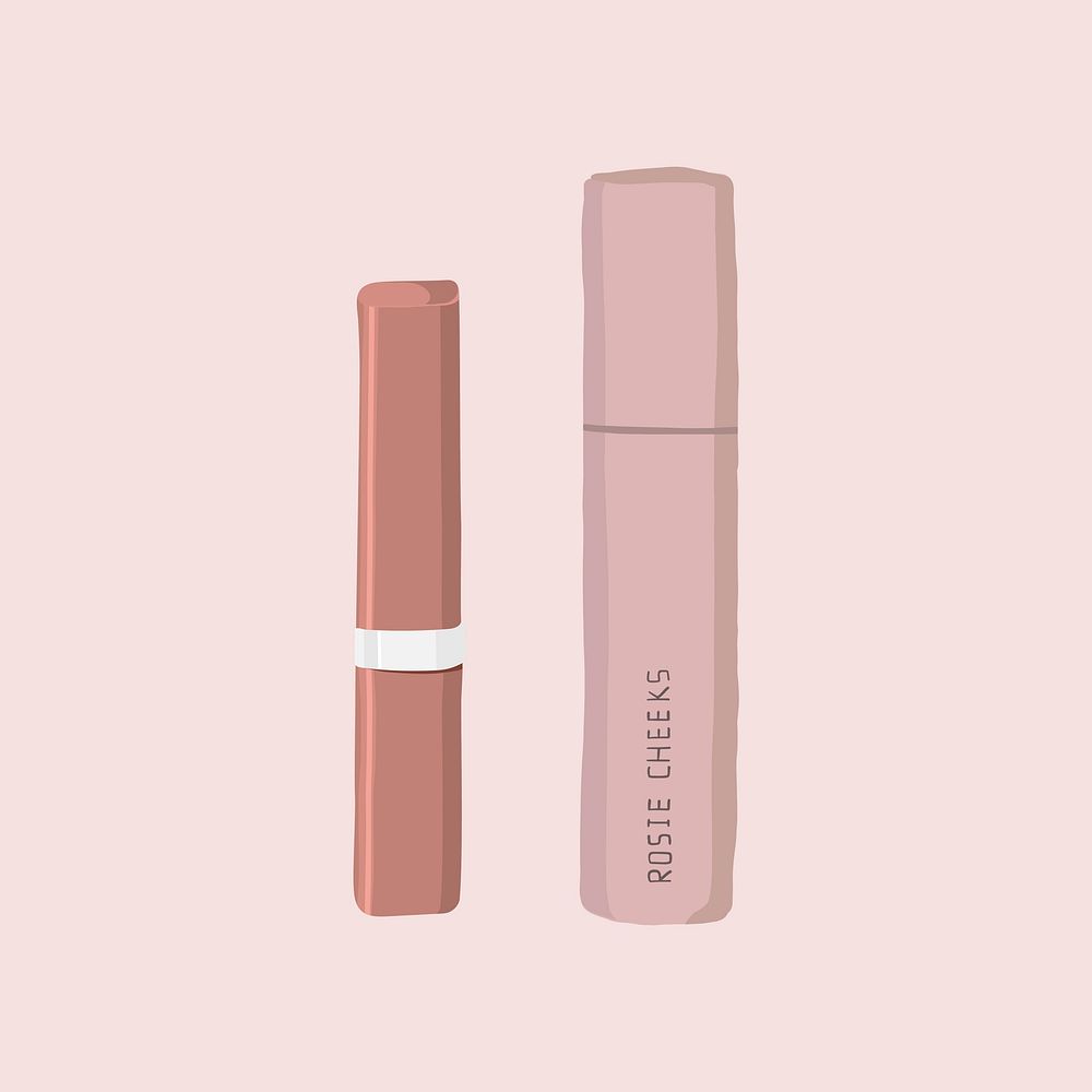 Aesthetic lipstick clipart, women&rsquo;s cosmetics set in feminine design vector
