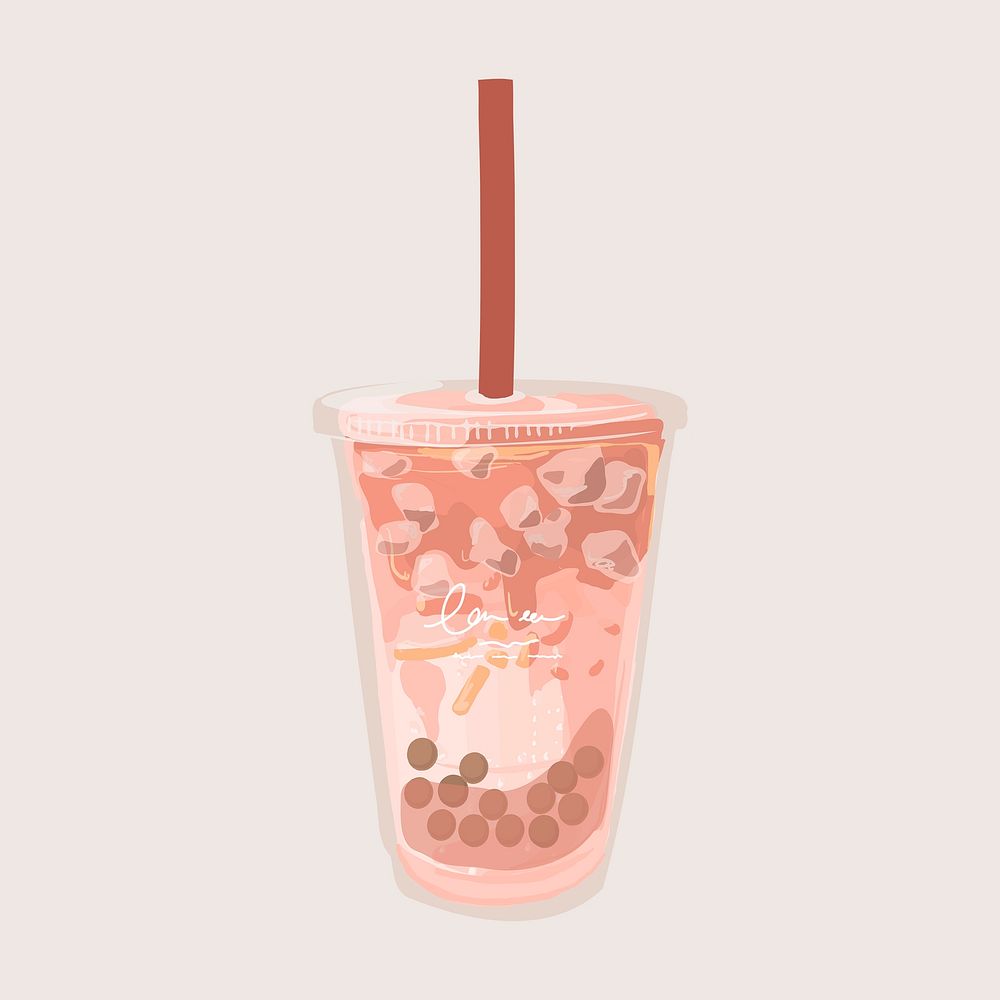 Boba tea clipart, cute beverage illustration psd