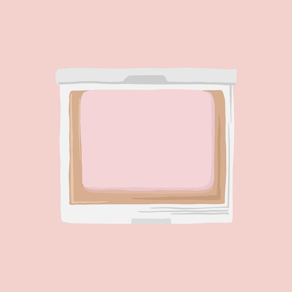 Blush palette sticker, makeup product illustration psd