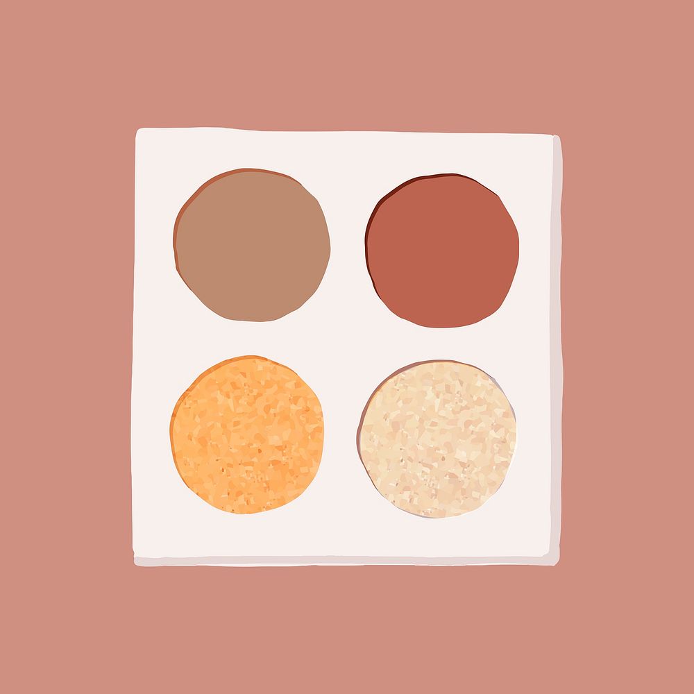 Eyeshadow palette sticker, makeup product illustration in earth tone psd
