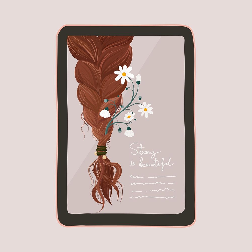 Aesthetic beauty blogger tablet illustration, floral feminine design