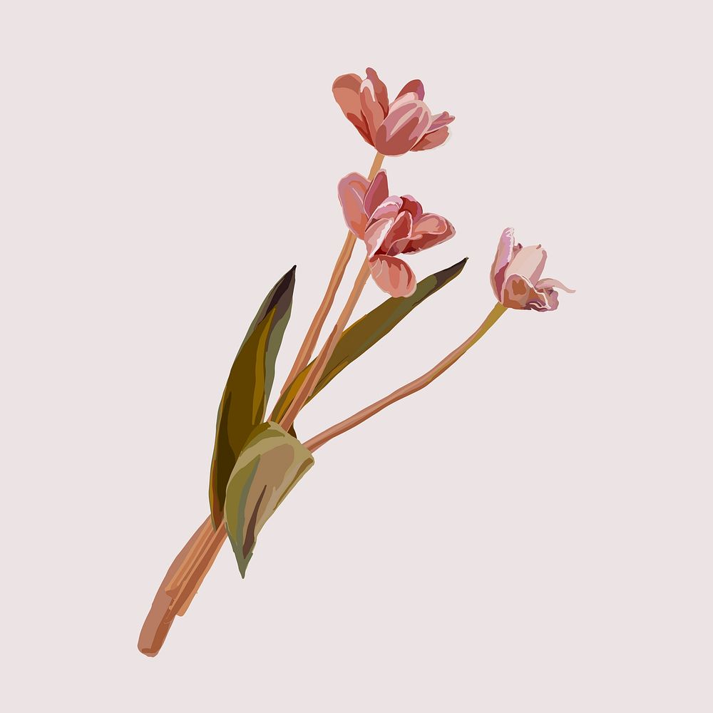 Pink flower clipart, aesthetic feminine illustration