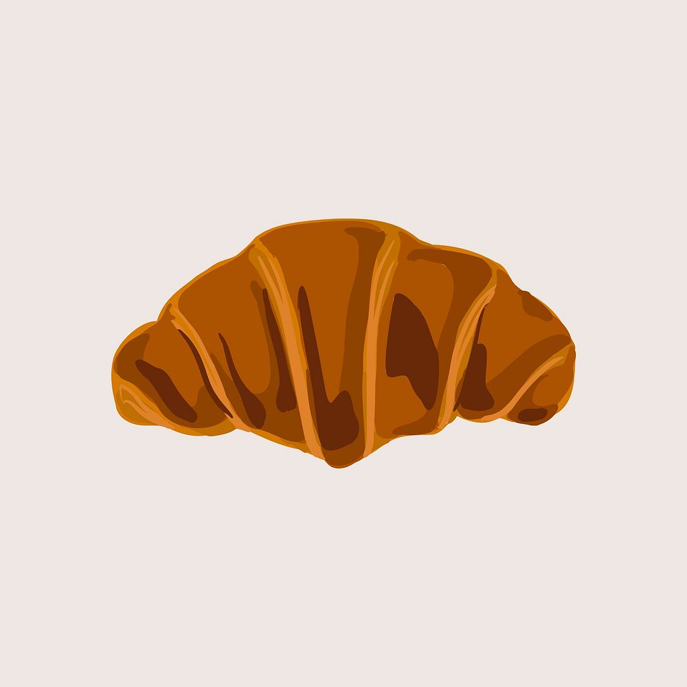 Cute croissant sticker, aesthetic food illustration vector 
