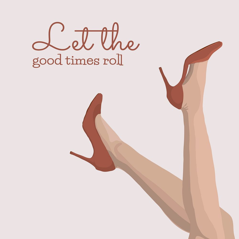 Pink feminine Instagram post template, heels fashion illustration with quote vector