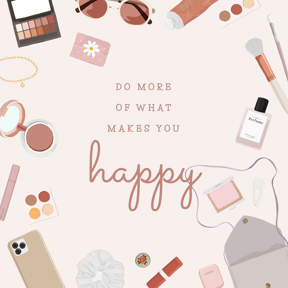 Lifestyle Instagram post template, feminine illustration with quote vector