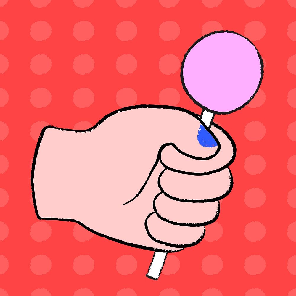 Lollipop hand clipart, colorful doodle vector