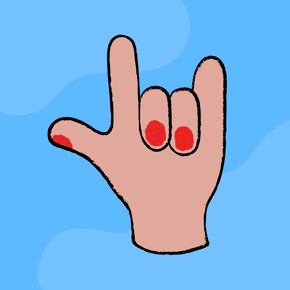 Love hand sign clipart, gesture doodle in cute design psd