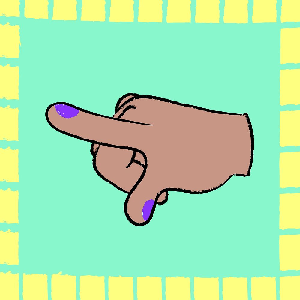 Pointing hand sign clipart, gesture doodle vector