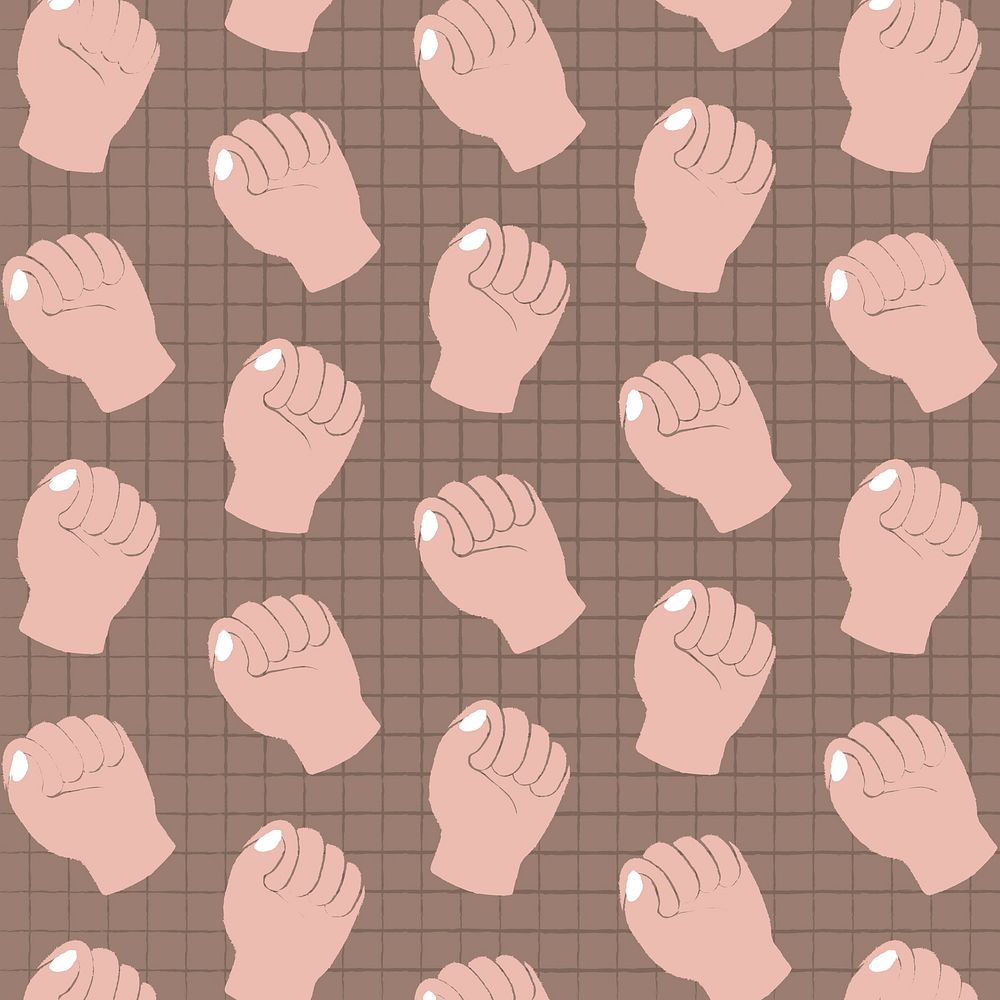 Raised fist background, doodle pattern with empowerment concept
