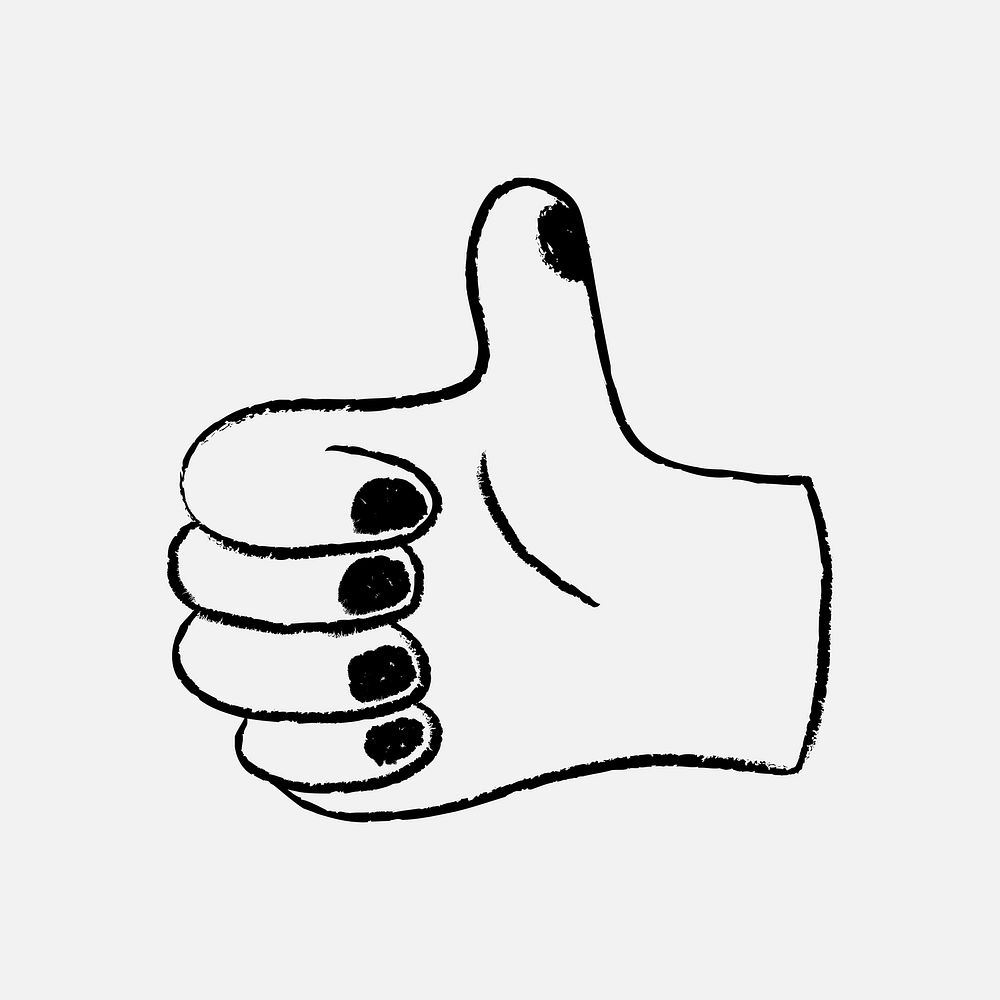 Good hand gesture sticker, black and white vector doodle