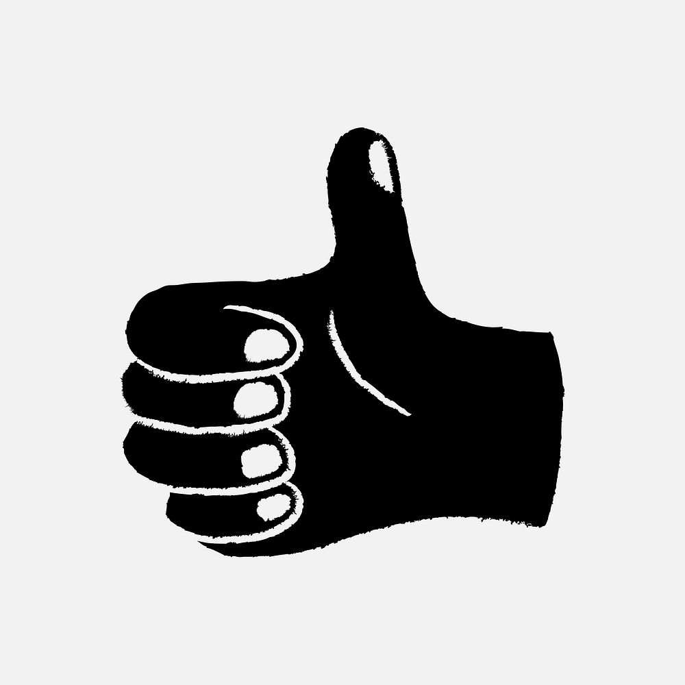 Very good sign gesture, black and white vector doodle