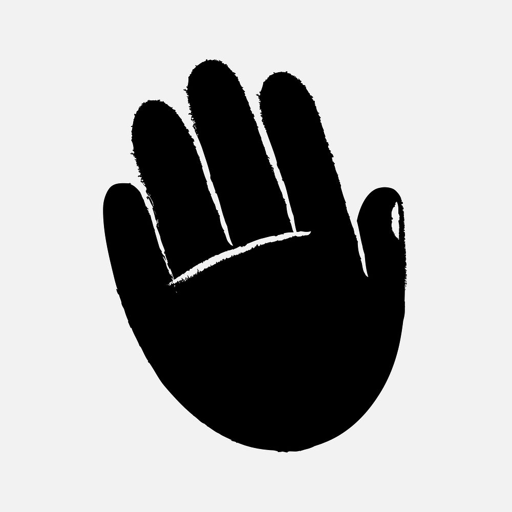 Hand palm sticker, cute doodle sticker vector, black and white design