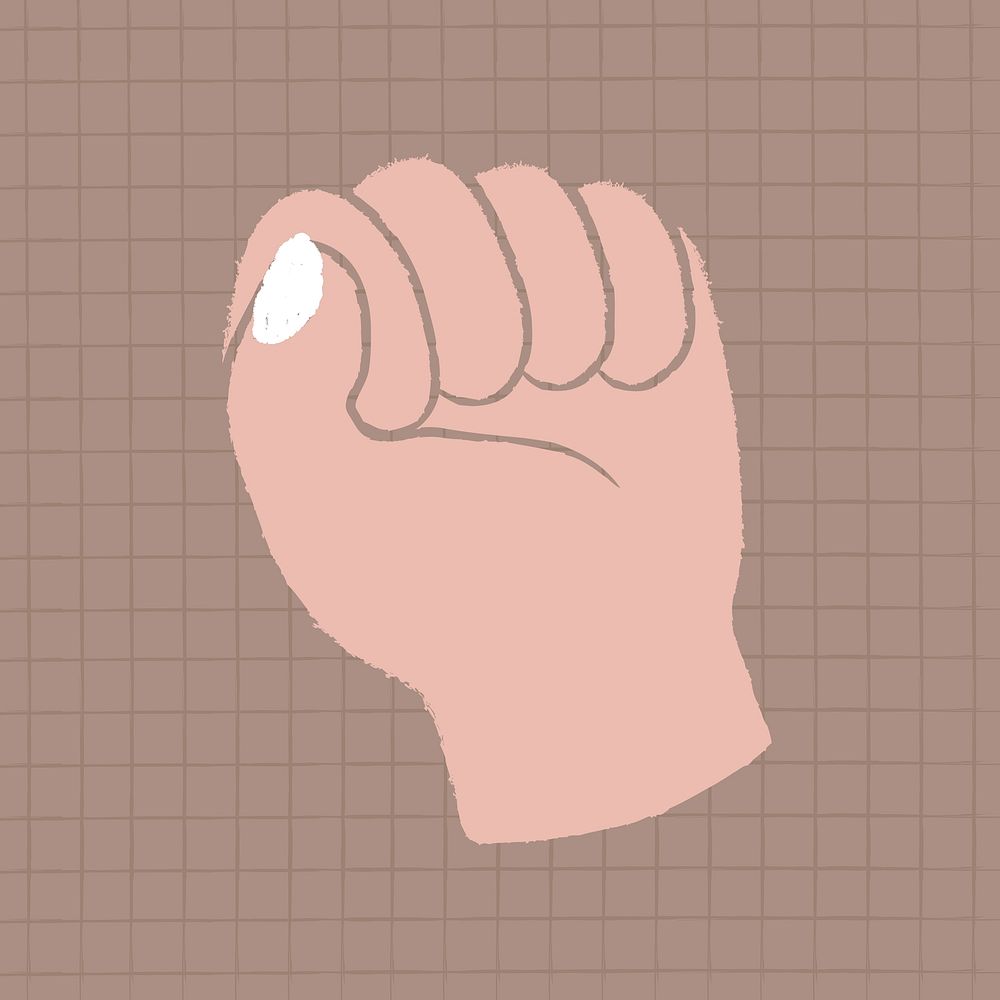 Fist hand doodle sticker, empowerment gesture, collage element in light skin tone psd