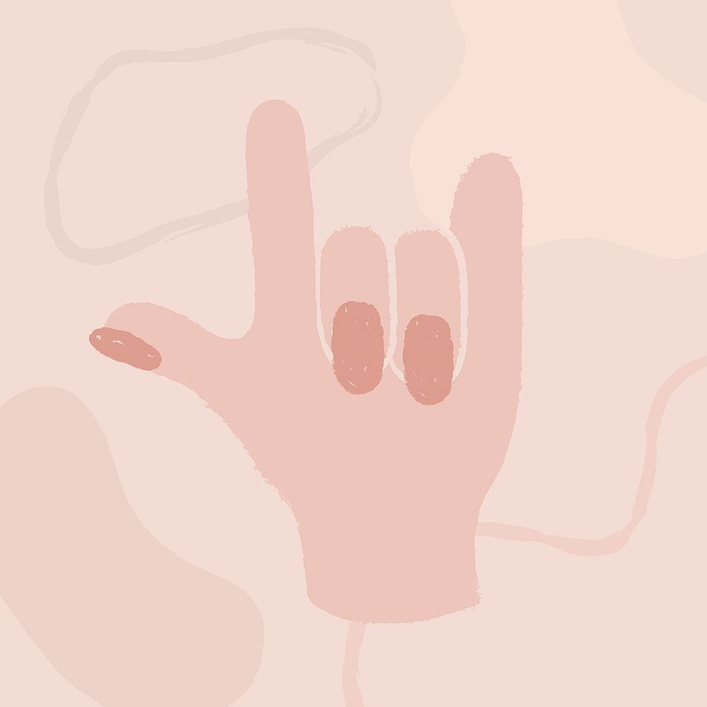 Love hand sign sticker, gesture doodle in light skin tone vector