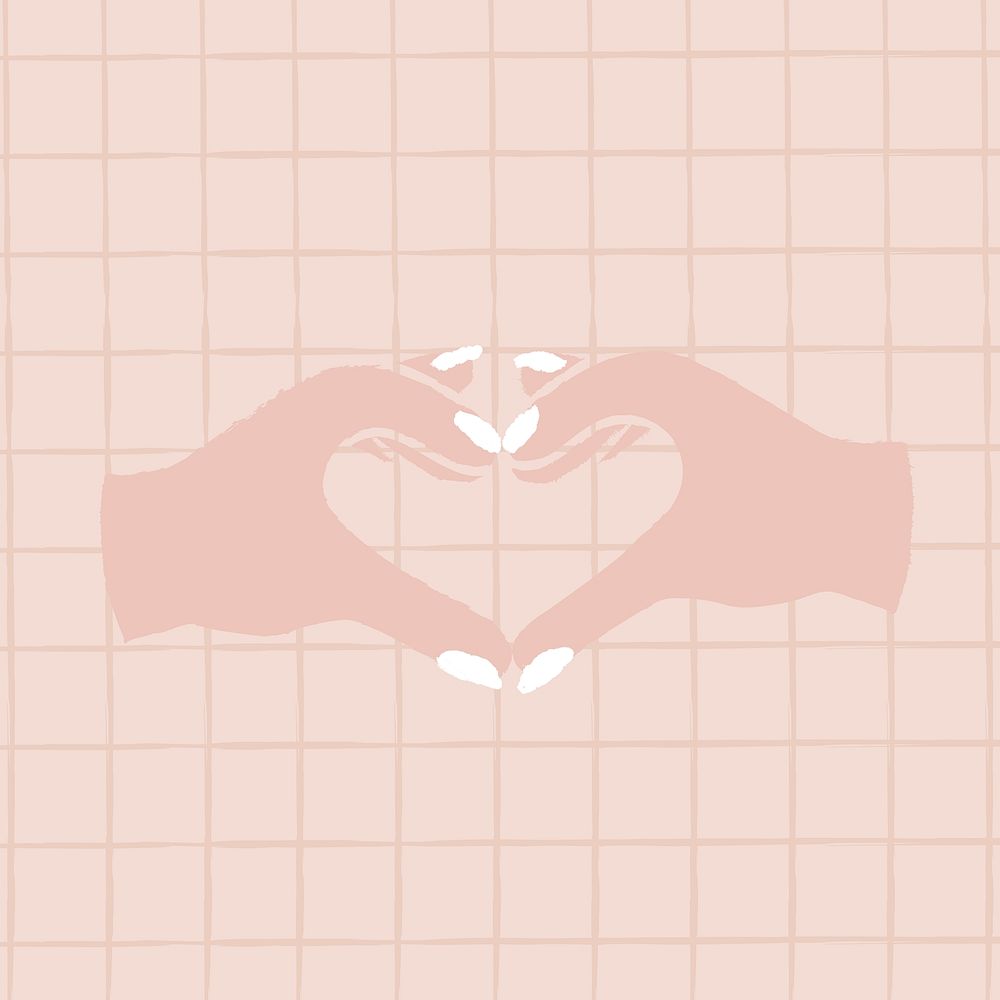Heart hand gesture sticker, pink aesthetic vector design