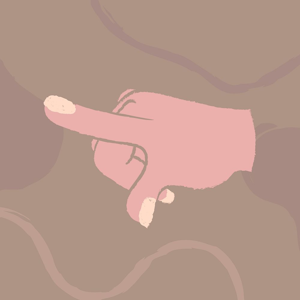 Pointing hand sign clipart, gesture doodle in light skin tone