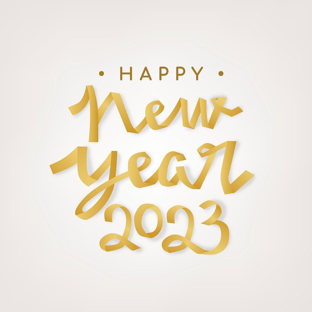 New Year 2023 typography sticker psd, festive greeting