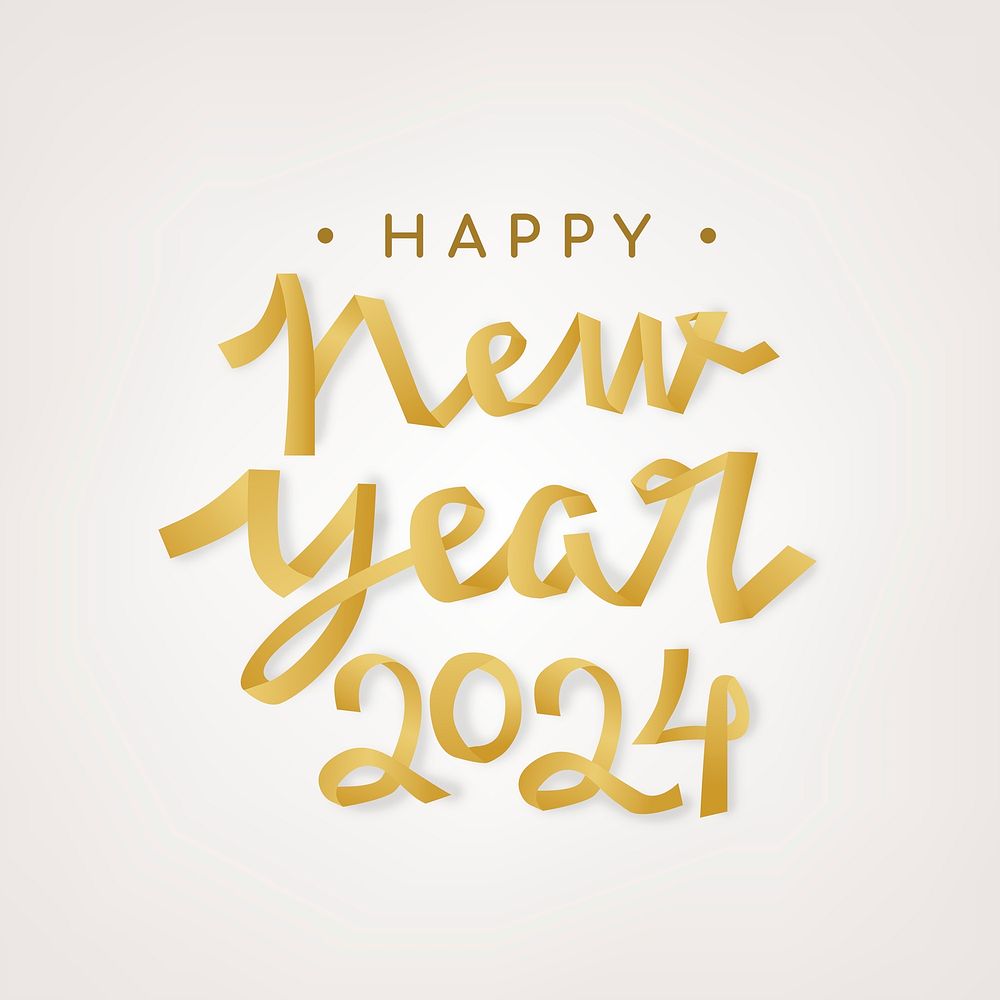 New Year 2024 typography sticker psd, festive greeting