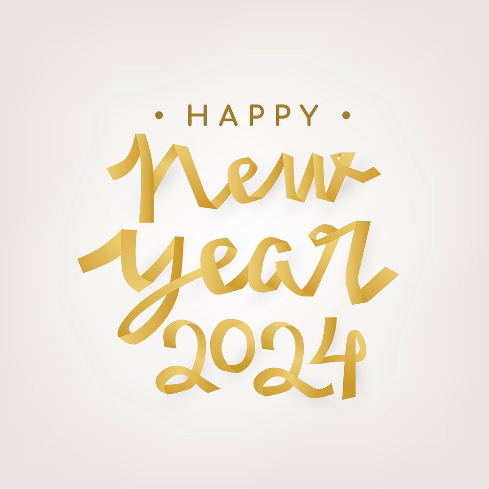 New Year 2024 typography sticker, festive greeting vector
