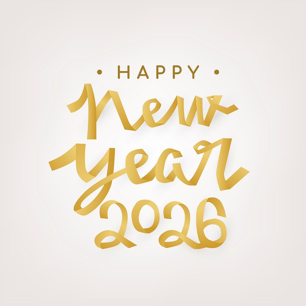 New Year 2026 typography sticker, festive greeting vector